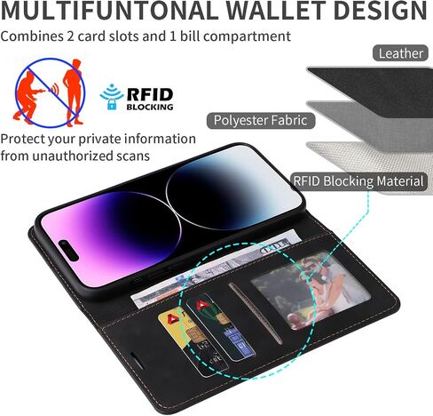 ZZXX for iPhone 14 Pro Max Case Wallet with [RFID Blocking] Card Slot Photo Fram Kickstand Magnetic Soft Leather Flip Fold Case for iPhone 14 Pro Max Wallet Case(Black-6.7 inch) in Saudi Arabia