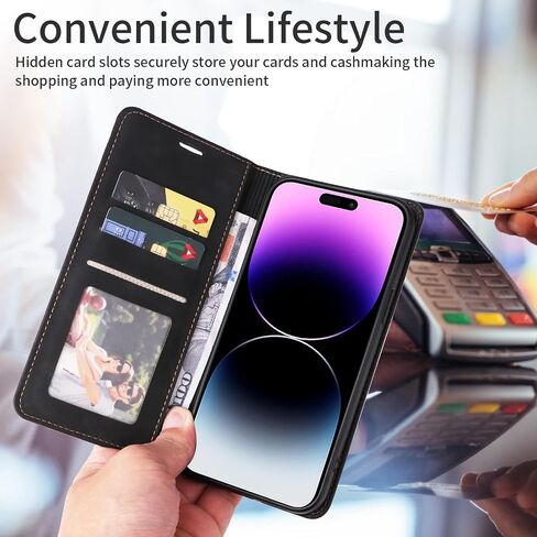 ZZXX for iPhone 14 Pro Max Case Wallet with [RFID Blocking] Card Slot Photo Fram Kickstand Magnetic Soft Leather Flip Fold Case for iPhone 14 Pro Max Wallet Case(Black-6.7 inch) in Saudi Arabia