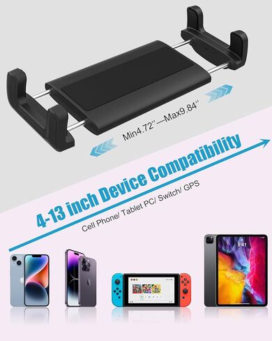 حامل الكمبيوتر اللوحي للسيارة، حامل iPad مسند الرأس [ألومنيوم ومضاد للاهتزاز] حامل أقراص المقعد الخلفي للسيارة، مناسب لجهاز iPad Pro 12.9 Air Mini، Galaxy Tabs، Surface Pro Go، Switch، الهواتف المحمولة، أجهزة 4.7-13 بوصة in Kuwait