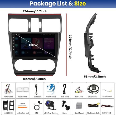 2+64G ستيريو سيارة أندرويد لسوبارو فورستر امبريزا 4 SJ XV WRX STi 2015-2018 مع Apple Carplay Android Auto Mirror Link 9 بوصة شاشة تعمل باللمس FM RDS HiFi Bluetooth WiFi GPS+AHD Camera & MIC in Saudi Arabia