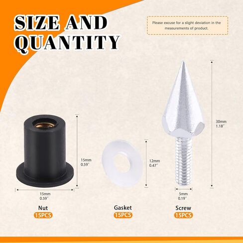 15Pcs Aluminum Spike Motorcycle Windscreen Bolts Windshield Screws Replacement (Gold) in Kuwait