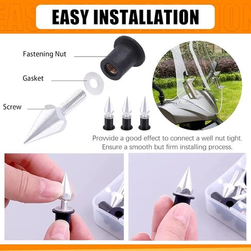 15Pcs Aluminum Spike Motorcycle Windscreen Bolts Windshield Screws Replacement (Gold) in Kuwait