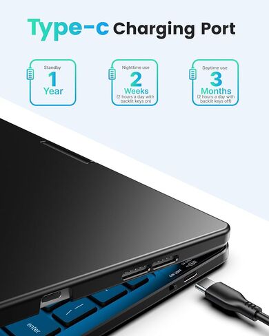 typecase for iPad 10th Generation Case with Keyboard (10.9", 2022), 11 Color Backlight, 360° Rotatable, Thin & Light for iPad 10th Gen 10.9, Dark Black in Saudi Arabia