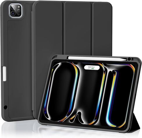 حافظة KENKE لجهاز iPad Pro الجديد مقاس 11 بوصة (M4، الجيل الخامس 2024) مع حامل أقلام على الجانب الأيمن، غطاء حامل ثلاثي الطي من البولي يوريثان الناعم النحيف يدعم قلم الرصاص والقلم الرصاص (USB-C) الاستيقاظ/السكون التلقائي (وردي) in Kuwait