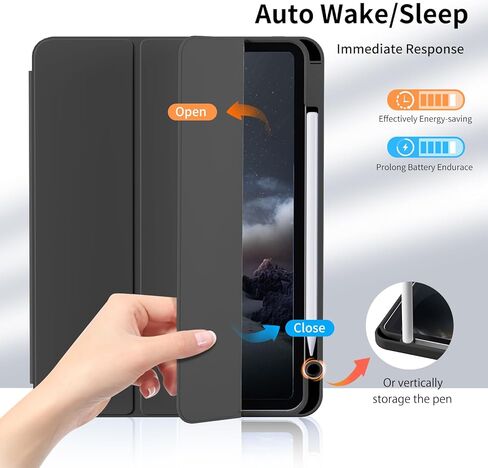 حافظة KENKE لجهاز iPad Pro الجديد مقاس 11 بوصة (M4، الجيل الخامس 2024) مع حامل أقلام على الجانب الأيمن، غطاء حامل ثلاثي الطي من البولي يوريثان الناعم النحيف يدعم قلم الرصاص والقلم الرصاص (USB-C) الاستيقاظ/السكون التلقائي (وردي) in Kuwait