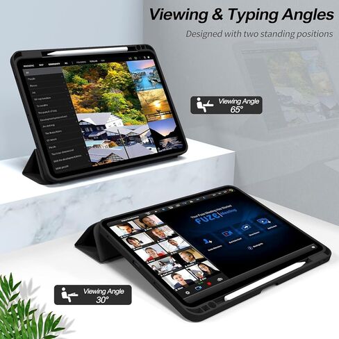 حافظة KENKE لجهاز iPad Pro الجديد مقاس 11 بوصة (M4، الجيل الخامس 2024) مع حامل أقلام على الجانب الأيمن، غطاء حامل ثلاثي الطي من البولي يوريثان الناعم النحيف يدعم قلم الرصاص والقلم الرصاص (USB-C) الاستيقاظ/السكون التلقائي (وردي) in Kuwait