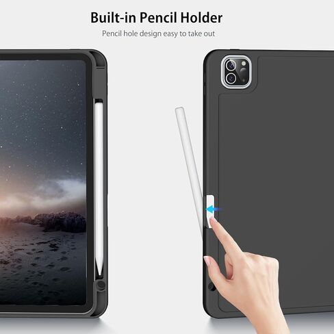 حافظة KENKE لجهاز iPad Pro الجديد مقاس 11 بوصة (M4، الجيل الخامس 2024) مع حامل أقلام على الجانب الأيمن، غطاء حامل ثلاثي الطي من البولي يوريثان الناعم النحيف يدعم قلم الرصاص والقلم الرصاص (USB-C) الاستيقاظ/السكون التلقائي (وردي) in Kuwait