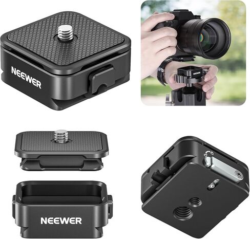 NEEWER Arca Type Quick Release Plate Kit، محول تركيب كاميرا DSLR بأربعة فتحات جانبية متوافق مع Arca Swiss، خيوط 1/4 بوصة و3/8 بوصة لمثبت Gimbal Tripod Head Slider، أقصى تحميل 17.6 رطل/8 كجم، CA009 in Saudi Arabia