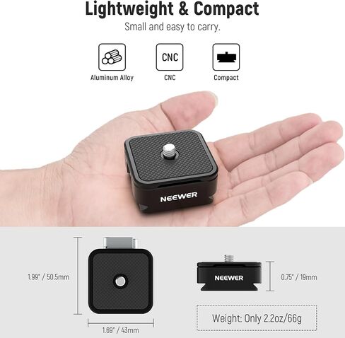 NEEWER Arca Type Quick Release Plate Kit، محول تركيب كاميرا DSLR بأربعة فتحات جانبية متوافق مع Arca Swiss، خيوط 1/4 بوصة و3/8 بوصة لمثبت Gimbal Tripod Head Slider، أقصى تحميل 17.6 رطل/8 كجم، CA009 in Saudi Arabia