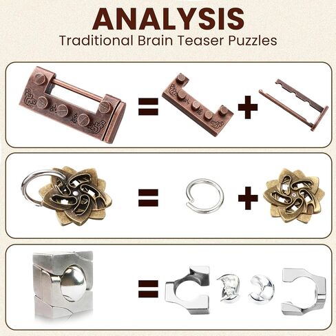 9 Pcs Metal Puzzles for Adults Teaser 3D Steel Puzzle for Adults Unlock Interlocking Puzzle Adult IQ Education Smart Puzzle Toys(Fun Style) in Saudi Arabia