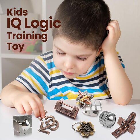 9 Pcs Metal Puzzles for Adults Teaser 3D Steel Puzzle for Adults Unlock Interlocking Puzzle Adult IQ Education Smart Puzzle Toys(Fun Style) in Saudi Arabia