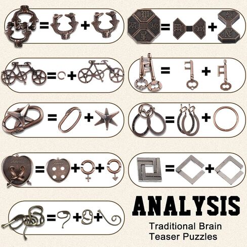 9 Pcs Metal Puzzles for Adults Teaser 3D Steel Puzzle for Adults Unlock Interlocking Puzzle Adult IQ Education Smart Puzzle Toys(Fun Style) in Saudi Arabia