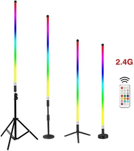 2-حزمة GamerDens 360 RGB LED 4ft أنبوب ضوء لاسلكي ذكي واي فاي قابل لإعادة الشحن لديكور ألعاب استوديو الصور والفيديو مع مزامنة الموسيقى (أسود) in Saudi Arabia