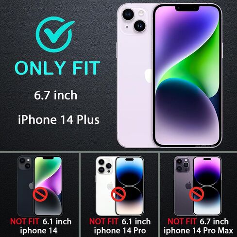 حافظة لهاتف iPhone 14 Plus، حافظة من الدرجة العسكرية 3 في 1 مقاومة للصدمات/السقوط/الغبار مع قطعتين من واقي الشاشة الزجاجي المقوى (أسود/رمادي) in Saudi Arabia