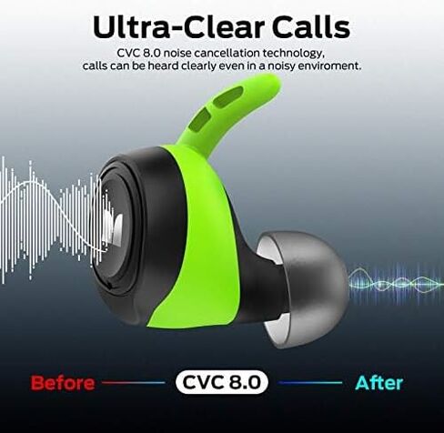 Monster Champion Wireless Earbuds, IPX8 Waterproof Sports Headphones with aptX Deep Bass, CVC 8.0 Call Noise Cancellation, Bluetooth 5.0, Type C Fast Charge, 100Hrs Charging Case in Saudi Arabia