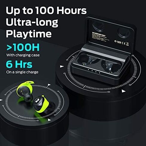 Monster Champion Wireless Earbuds, IPX8 Waterproof Sports Headphones with aptX Deep Bass, CVC 8.0 Call Noise Cancellation, Bluetooth 5.0, Type C Fast Charge, 100Hrs Charging Case in Saudi Arabia