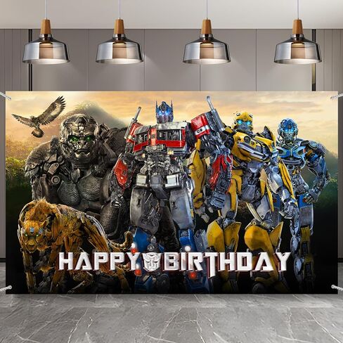 Car Robot Happy Birthday Backdrop, Robot Movie Birthday Party Backdrop Banner 4.25FT x 6FT, Car Robot Theme Party Background Photo Props Party Wall Decorations Supplies in Saudi Arabia