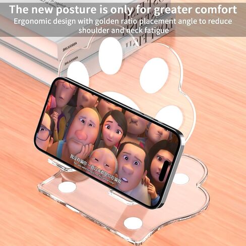 حامل الهاتف الخلوي، حامل بزاوية 360 درجة قابل للتعديل، تصميم مخلب قطة لطيف مع وسادة لحامل الهاتف المحمول المكتبي متوافق مع جميع الهواتف المحمولة - وردي in Kuwait