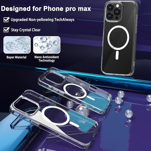 Compatible with iPhone 16 Pro Max Clear Case 6.9'', Built for MagSafe, Crystal Clear Not Yellowing, Military Grade Drop Protection, Scratch-Resistant Back, Magnetic Case for 16 Pro Max (2024) in Saudi Arabia