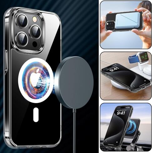 Compatible with iPhone 16 Pro Max Clear Case 6.9'', Built for MagSafe, Crystal Clear Not Yellowing, Military Grade Drop Protection, Scratch-Resistant Back, Magnetic Case for 16 Pro Max (2024) in Saudi Arabia