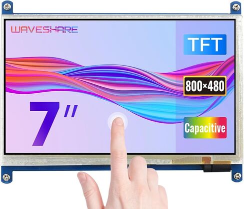 Waveshare 7inch HDMI LCD B for Various Systems Raspberry Pi/Raspberry Pi 3 Model B+ 800x480 Rev3.1 Capacitive Touch Screen LCD Display HDMI Interface. in Saudi Arabia