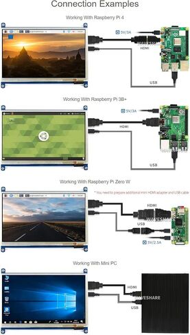 Waveshare 7inch HDMI LCD B for Various Systems Raspberry Pi/Raspberry Pi 3 Model B+ 800x480 Rev3.1 Capacitive Touch Screen LCD Display HDMI Interface. in Saudi Arabia