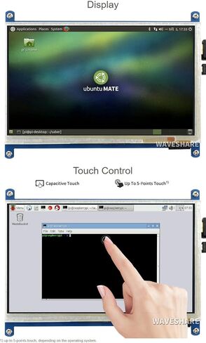 Waveshare 7inch HDMI LCD B for Various Systems Raspberry Pi/Raspberry Pi 3 Model B+ 800x480 Rev3.1 Capacitive Touch Screen LCD Display HDMI Interface. in Saudi Arabia