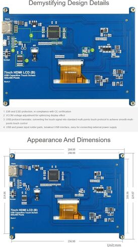 Waveshare 7inch HDMI LCD B for Various Systems Raspberry Pi/Raspberry Pi 3 Model B+ 800x480 Rev3.1 Capacitive Touch Screen LCD Display HDMI Interface. in Saudi Arabia