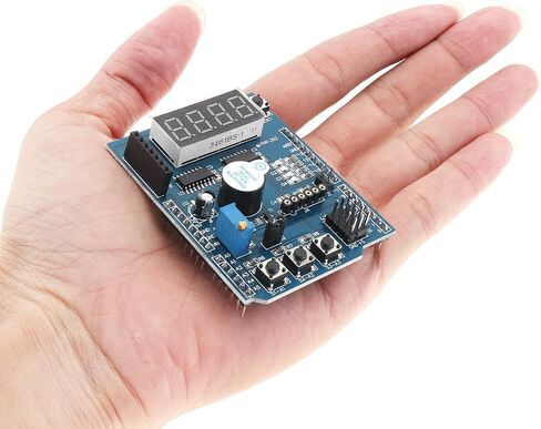 2 قطعة لوحة توسيع متعددة الوظائف وحدة درع مستشعر ProtoShield متعددة الوظائف مع أربعة شاشات عرض رقمية متوافقة مع Arduino UNO R3 in Saudi Arabia