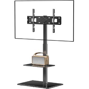 WALI Floor TV Stand with Mount Swivel Height Adjustable and Space Saving Design for Most 37 to 65 inch LCD, LED OLED TVs, Perfect for Corner & Bedroom, (TVDVD-6), Black