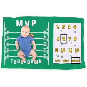 LOGOVISION Football Baby Milestone Blanket, 36"x58" Touchdown, Unisex for Baby Boy and Girl