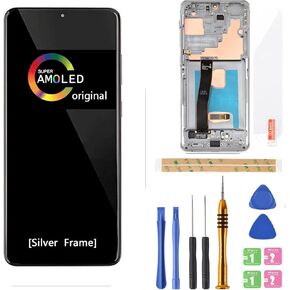[Silver Frame] Amoled LCD for Samsung Galaxy S20 Ultra 5G Digitizer Screen Touch Assembly Replacement LCD Display 6.9 inch G988 G988A G988F G988P G988R4 T U V W by BITANR