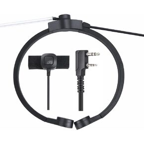 Throat Mic Headset Tactical Neck Bone Conduction Acoustic Earpiece for Baofeng Kenwood Walkie Talkies