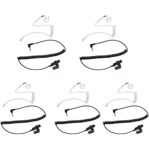 3.5mm Listen Only Acoustic Tube Earpiece Law Enforcement Surveillance Headset for Motorola Kenwood Icom Walkie Talkie Earpiece for Two-Way Radios 5Pack