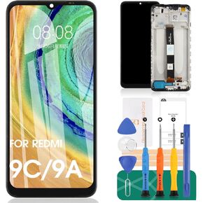 استبدال شاشة Redmi 9C لـ Xiaomi Redmi 9C LCD لشاشة Redmi 9A لـ M2006C3MG لـ Redmi 10A LCD محول الأرقام شاشة تعمل باللمس أجزاء إصلاح الجمعية مع الإطار