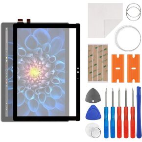 Front Screen Glass Outer Panel Lens Replacement +OCA Compatible with Microsoft Surface Pro 4 1724 V1.0 12.3" (No LCD Screen) with Repair Kit