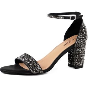 Women's Block Shaped Thick Heeled Sandals With Round Ankle Strap And Open toe, Comfortable Party Dress, High Heels