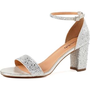 Women's Block Shaped Thick Heeled Sandals With Round Ankle Strap And Open toe, Comfortable Party Dress, High Heels