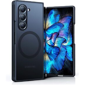 TORRAS Magnetic Shockproof Designed for Samsung Galaxy Z Fold 6 Case(ONLY), [Compatible with Magsafe] [Military Grade Drop Tested] Translucent Hard Back Slim Phone Case for Z Fold 6 Case,Black