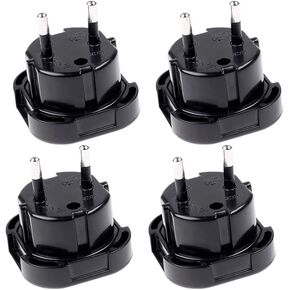 4PACK Black ABS UK to EU Plug Adapter, Modern Plug Adapter for Travel (Black)