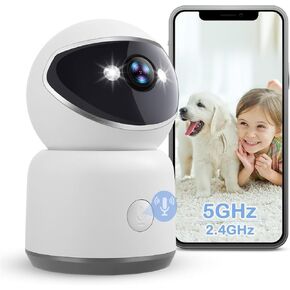 3MP Indoor Security Camera WiFi 2.4GHz 5GHz Pan/Tilt/Zoom 2K HD Day/Night Automatic Tracking Humanoid Detection One-Click Calling TF Card Recording (1x C7C)