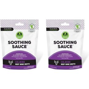 Stashios Soothing Sauce Beef Bone Broth Calming Powder Supplement for Dogs & Cats, All Natural Anxiety Relief, Made in The USA, 3 oz