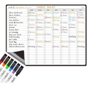 JJPRO Magnetic Dry Erase Monthly Calendar Whiteboard for Refrigerator-Dry Erase Chore Chart,Undated Monthly Calendar for Fridge- One Bonus Lined Notepad Whiteboard-Month&Chore Refrigerator Organizer