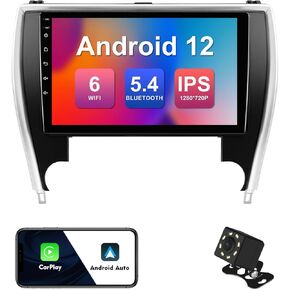 2+32G 10.1-inch Android 12 Car Stereo for Toyota Camry 2015-2017 IPS Touchscreen Screen Car Radio with Carplay & Android Auto Support Backup Camera GPS FM Navi BT SWC