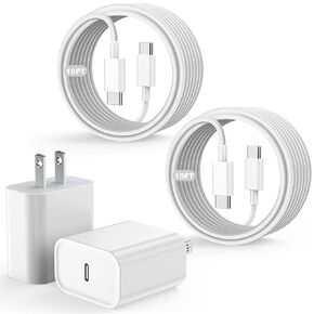 Charger for iPhone 15,iPhone 15 Charger Fast Charging,2PACK 20W USB C Wall Charger Block with 10FT USB C to C iPhone 15 Charger Cable,Fast Charging for iPhone 15/15 Plus/15 Pro/15 Pro Max/iPad Air/Pro