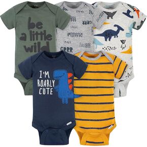 Gerber Baby Boys' 5-Pack Variety Onesies Bodysuits (Roarly Cute, 0-3 Months)