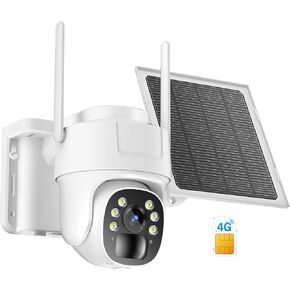 4G LTE Cellular Security Cameras Wireless Outdoor, No WiFi Security Camera Solar Powered, 2K HD Cam Color Night Vision, 355° Live View, Surveillance Camera Outside with PIR Motion Sensor, 2 Way Audio