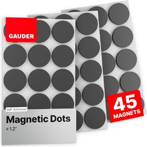 GAUDER Large Magnetic Squares (Each 1.2" x 1.2") | 45x Magnets with Adhesive Backing | Magnets for Crafts