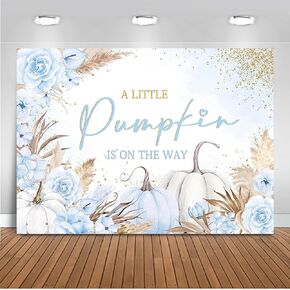 Mocsicka 7x5ft Pumpkin Baby Shower Backdrop for Girl Pink Boho Floral Pumpkin Baby Shower Party Decorations Little Pumpkin is on The Way Background Photoshoot Booth Studio Props