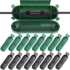 16 Pack Outdoor Extension Cord Safety Cover, IP44 Waterproof,Adjustable Compartment, Safety Housing Case, Electrical Connection Box for Power Tools, Holiday Decorative Lights, Plugs, Sockets, Black